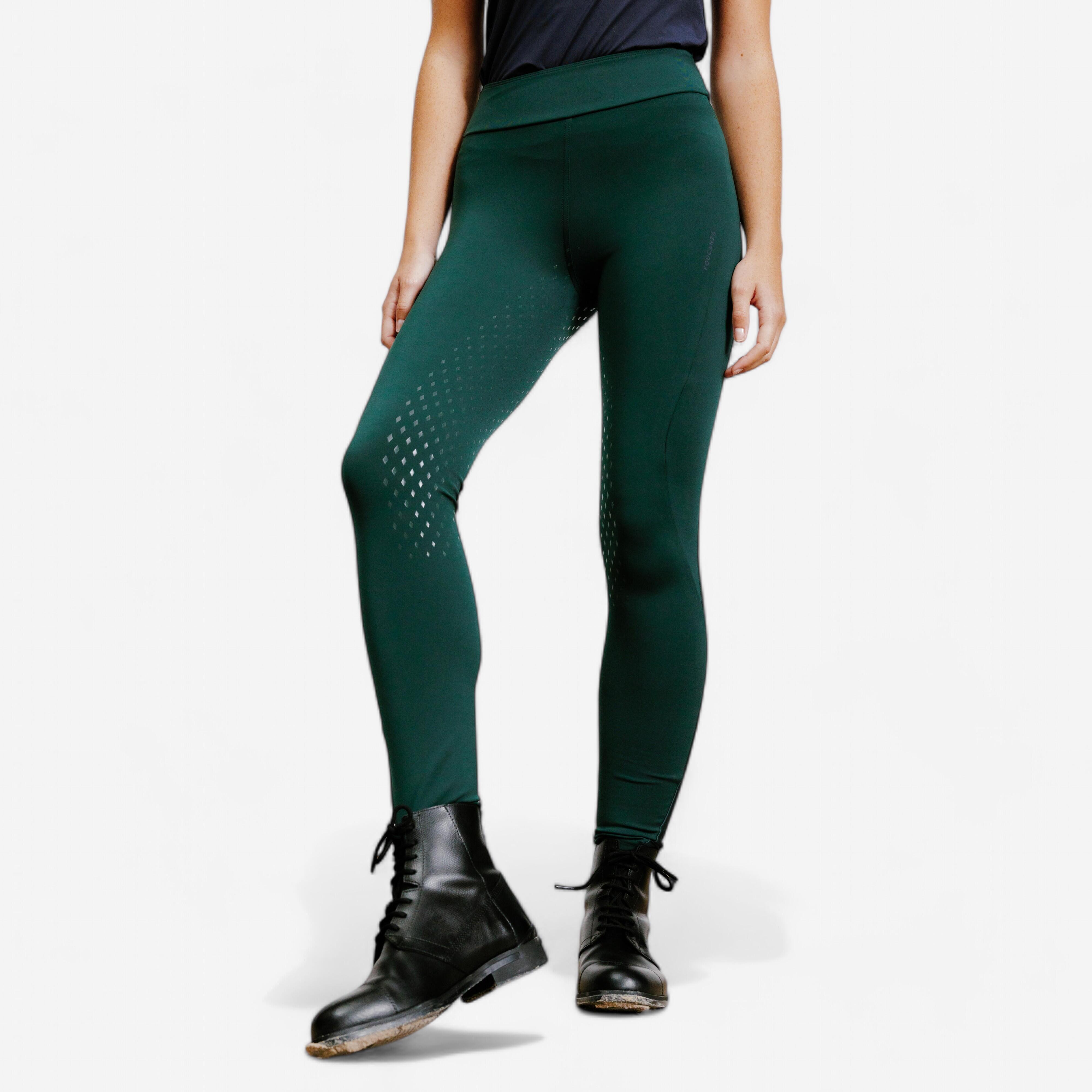 Women's full grip riding leggings - 500 green