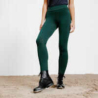 Women's Horse Riding Full Grip Leggings 500 - Green