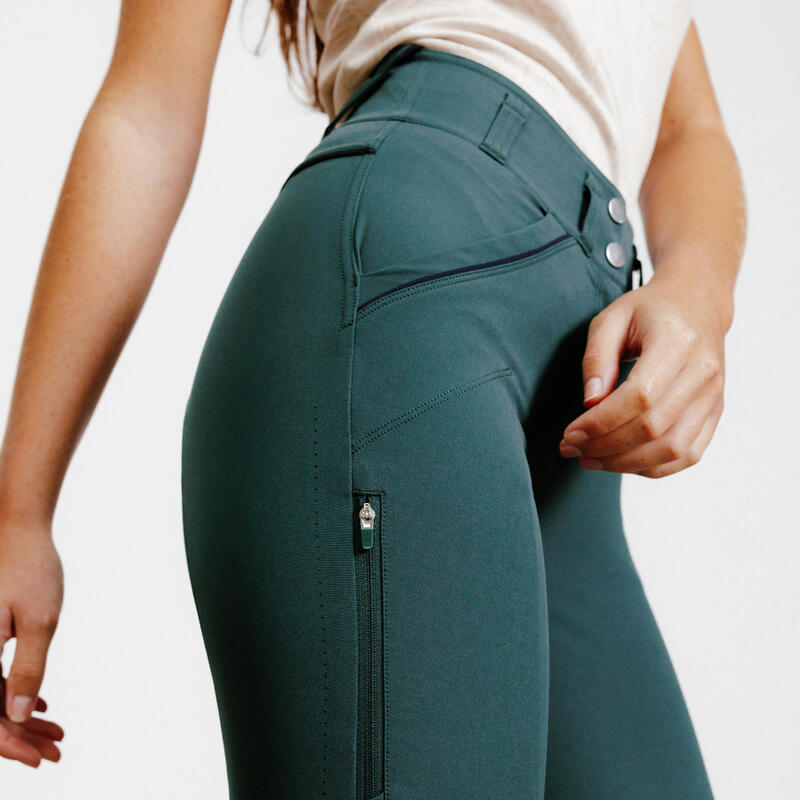 Pantalón Equitación Mujer Verde Ultraligero