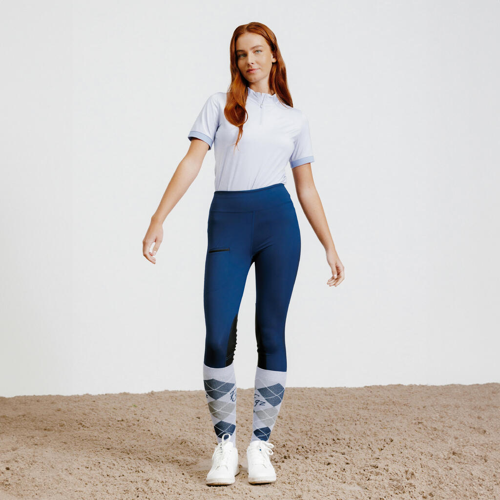 Legging équitation léger Femme - 100 bleu turquin