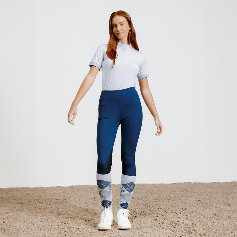 Lichte dameslegging voor ruitersport 100 blauw