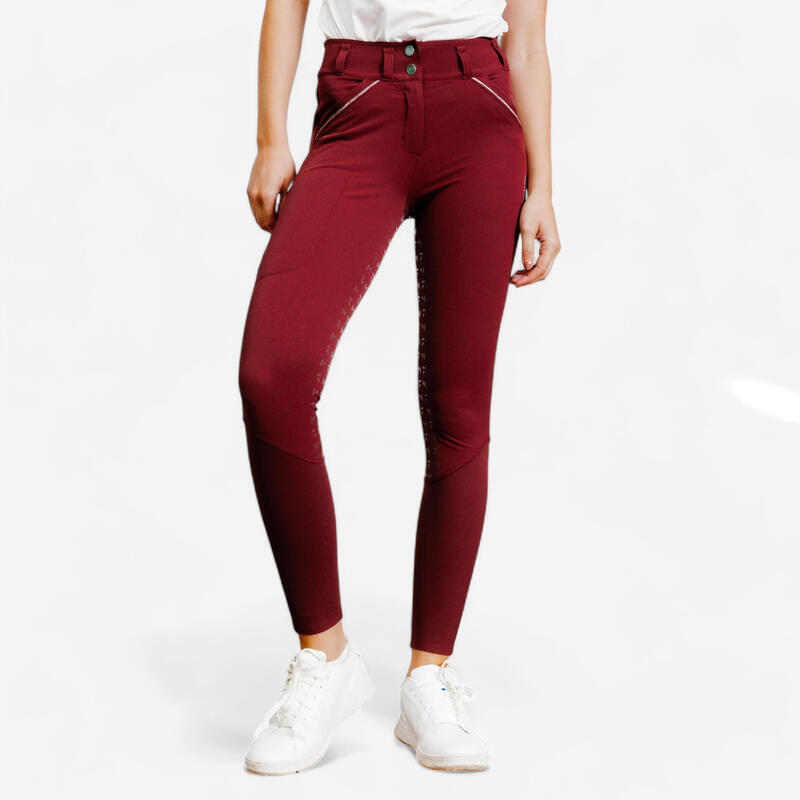 Pantalon équitation full grip femme - 900 bleu comète