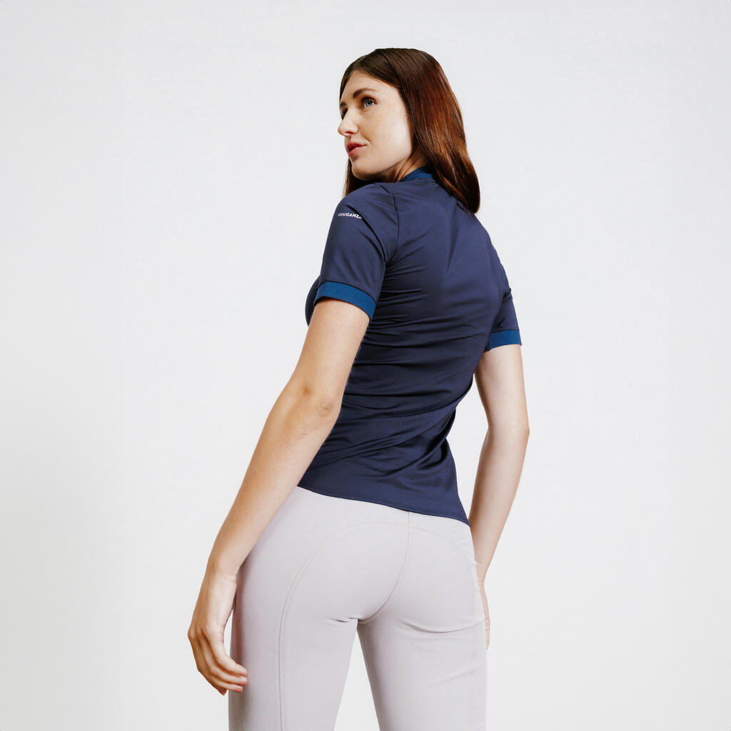 Reit-Poloshirt Heritage kurzarm Damen lavedel