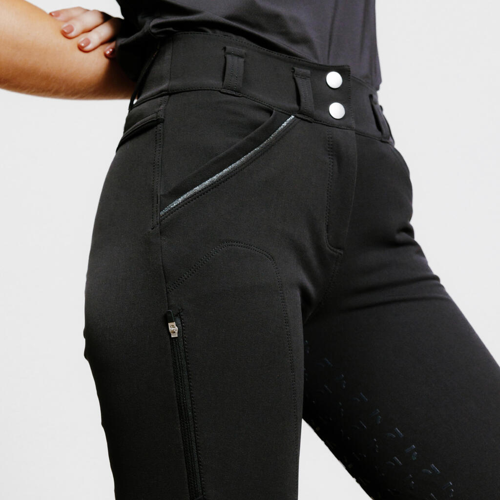 Dámske jazdecké nohavice 900 Fullgrip tmavomodré