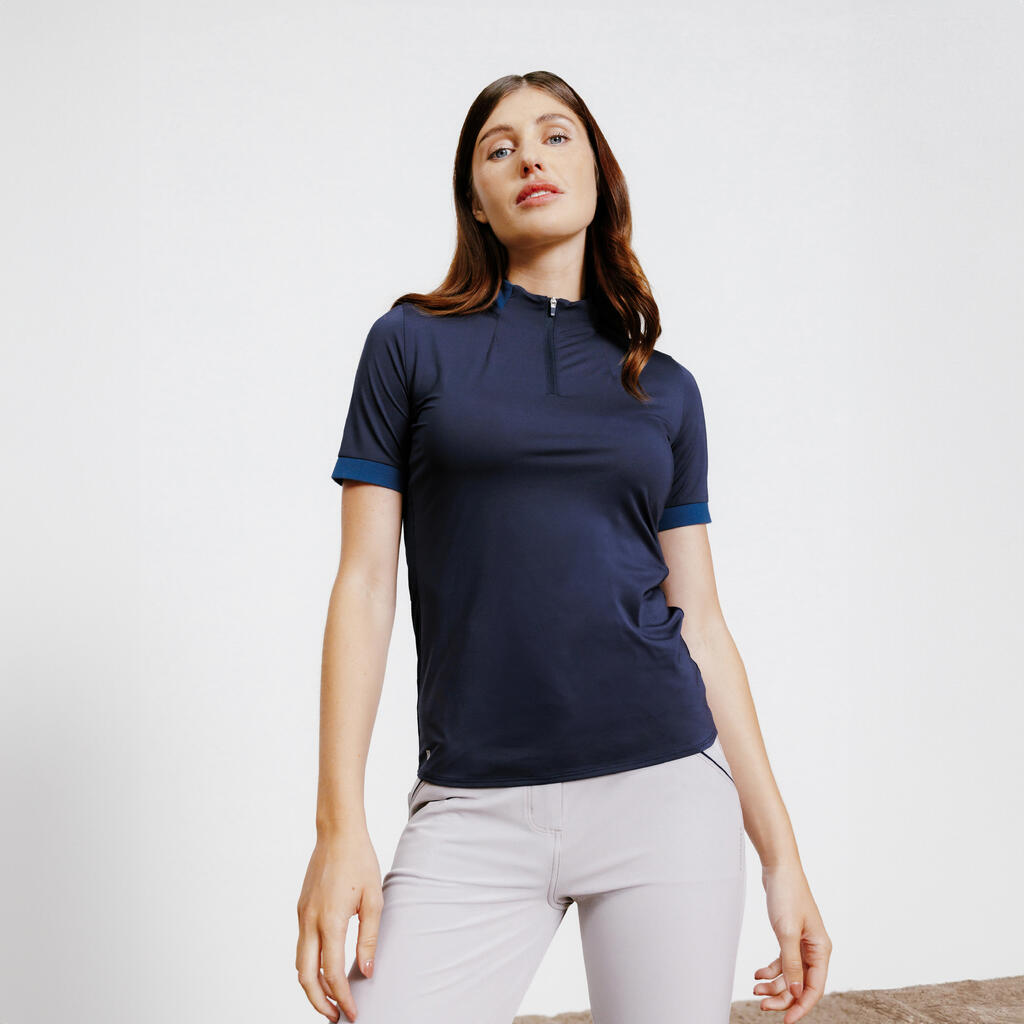 Reit-Poloshirt Heritage kurzarm Damen lavedel