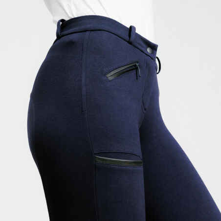 Women's Horse Riding Patch Jodhpurs 140 - Navy