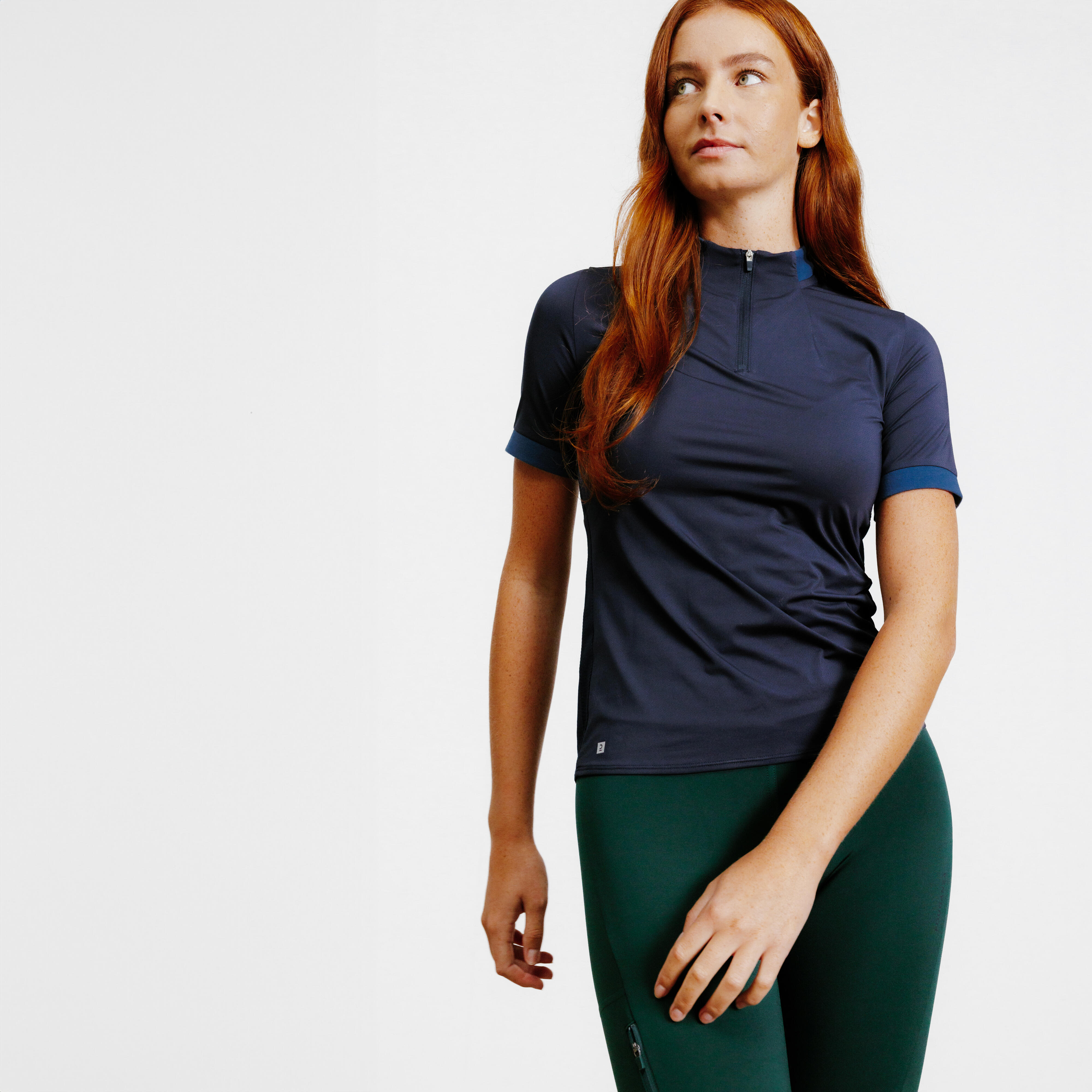 Women's short-sleeved riding polo - Heritage navy