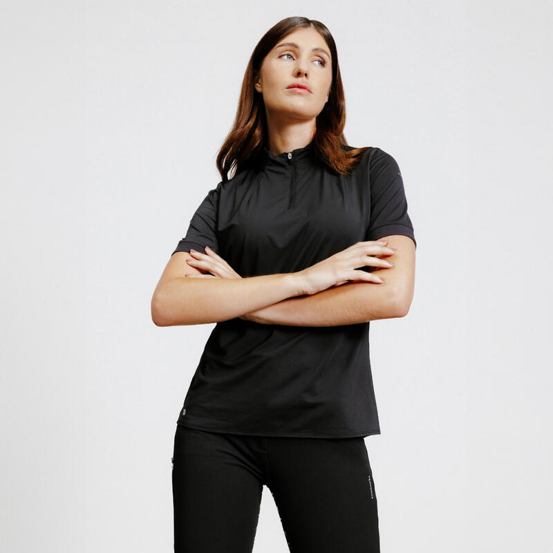 Kadın Binici Polo Tişörtü - Siyah - Héritage