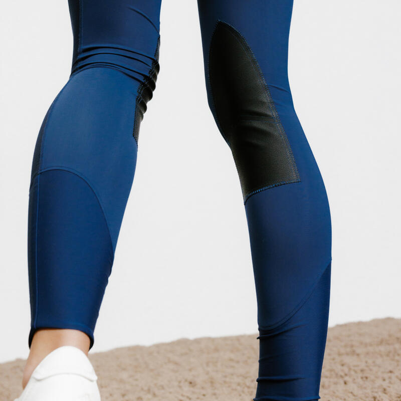 Lichte dameslegging voor ruitersport 100 blauw