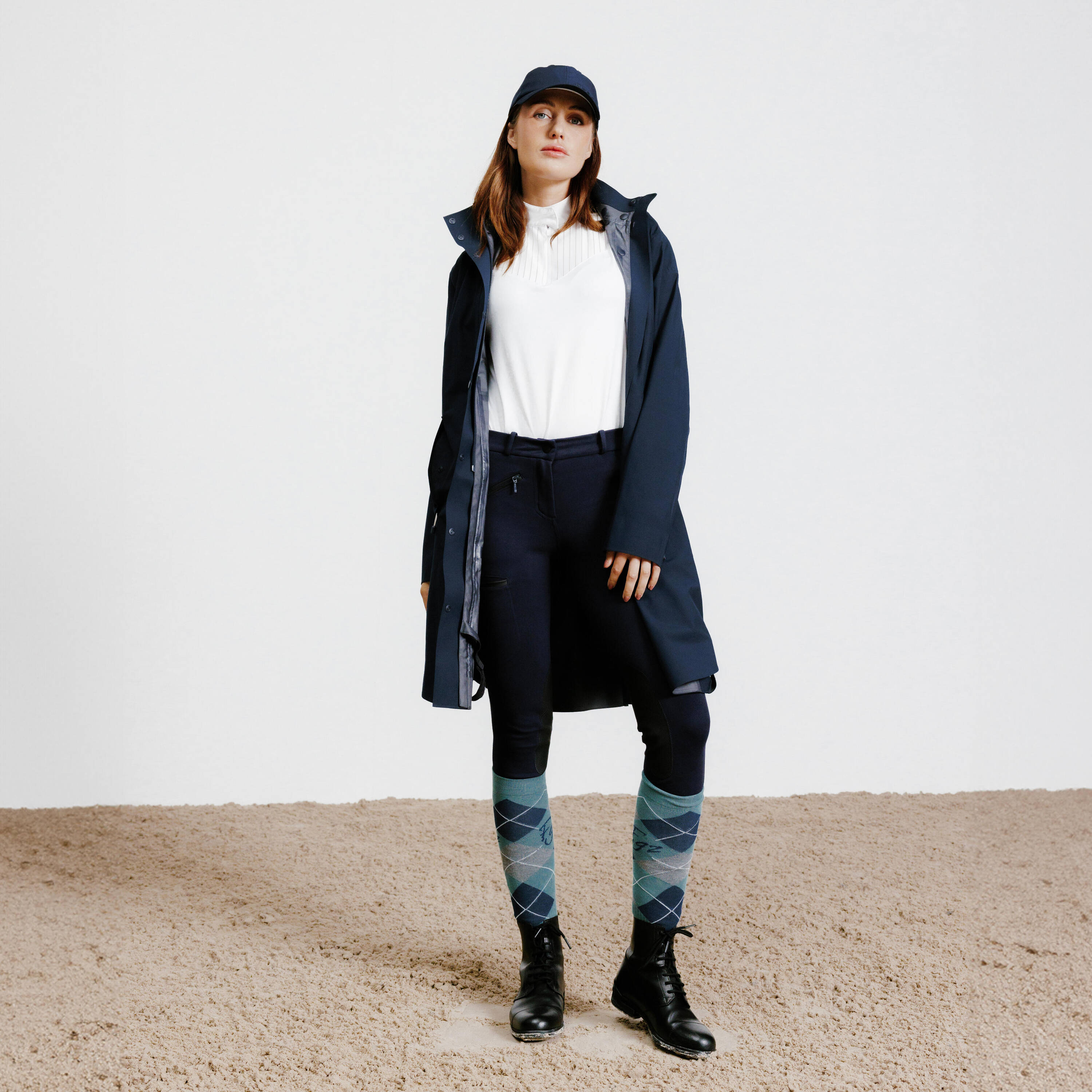 Women's Horse Riding Patch Jodhpurs 140 - Navy -  2