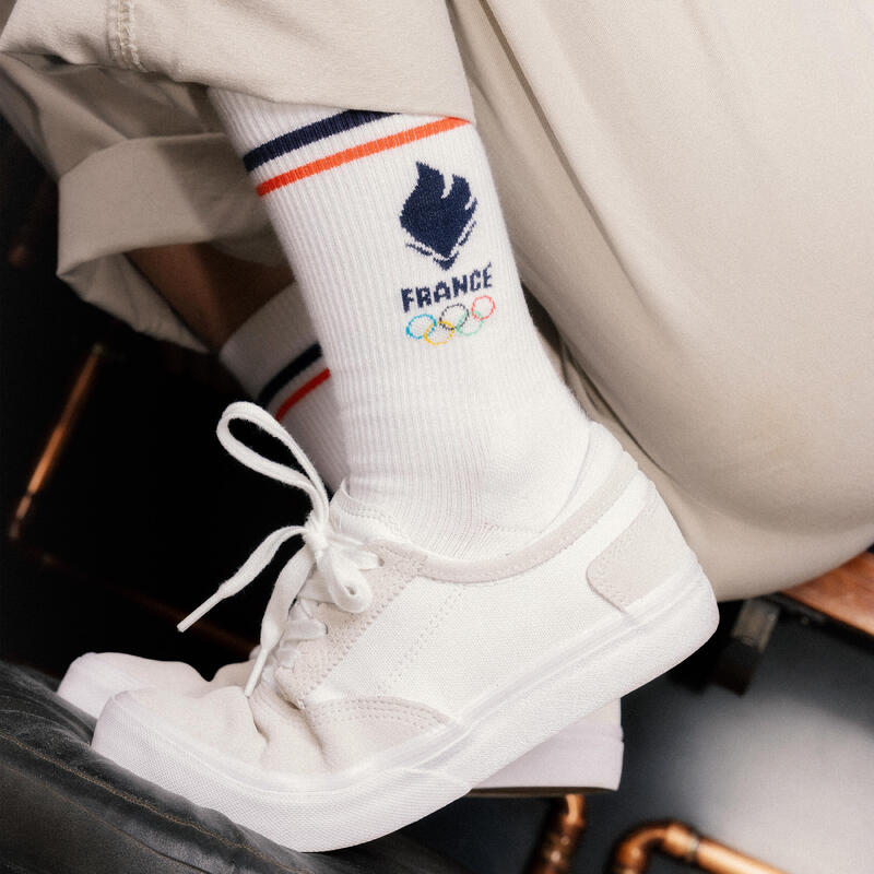 Chaussettes Equipe de France Olympique Adulte Mixte blanches