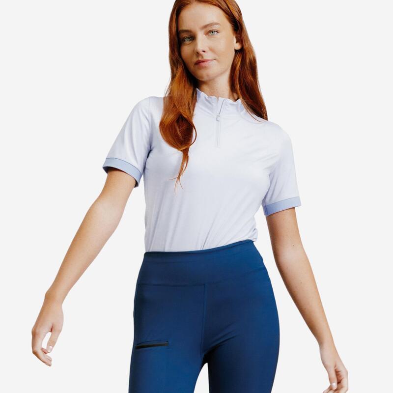 Reit-Poloshirt Heritage kurzarm Damen lavedel