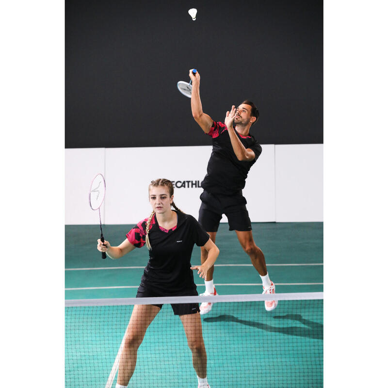 T-shirt badminton uomo LITE 560 nero-rosa fluo