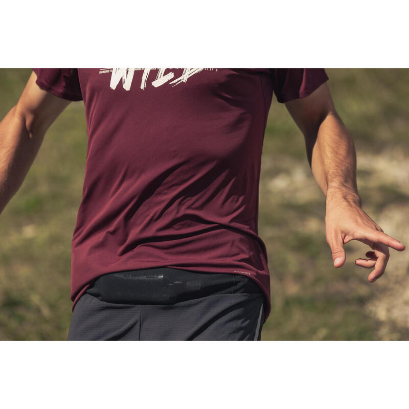 Tricou rezistent alergare Trail KIPRUN Run 500 Roșu închis cu imprimeu Bărbați