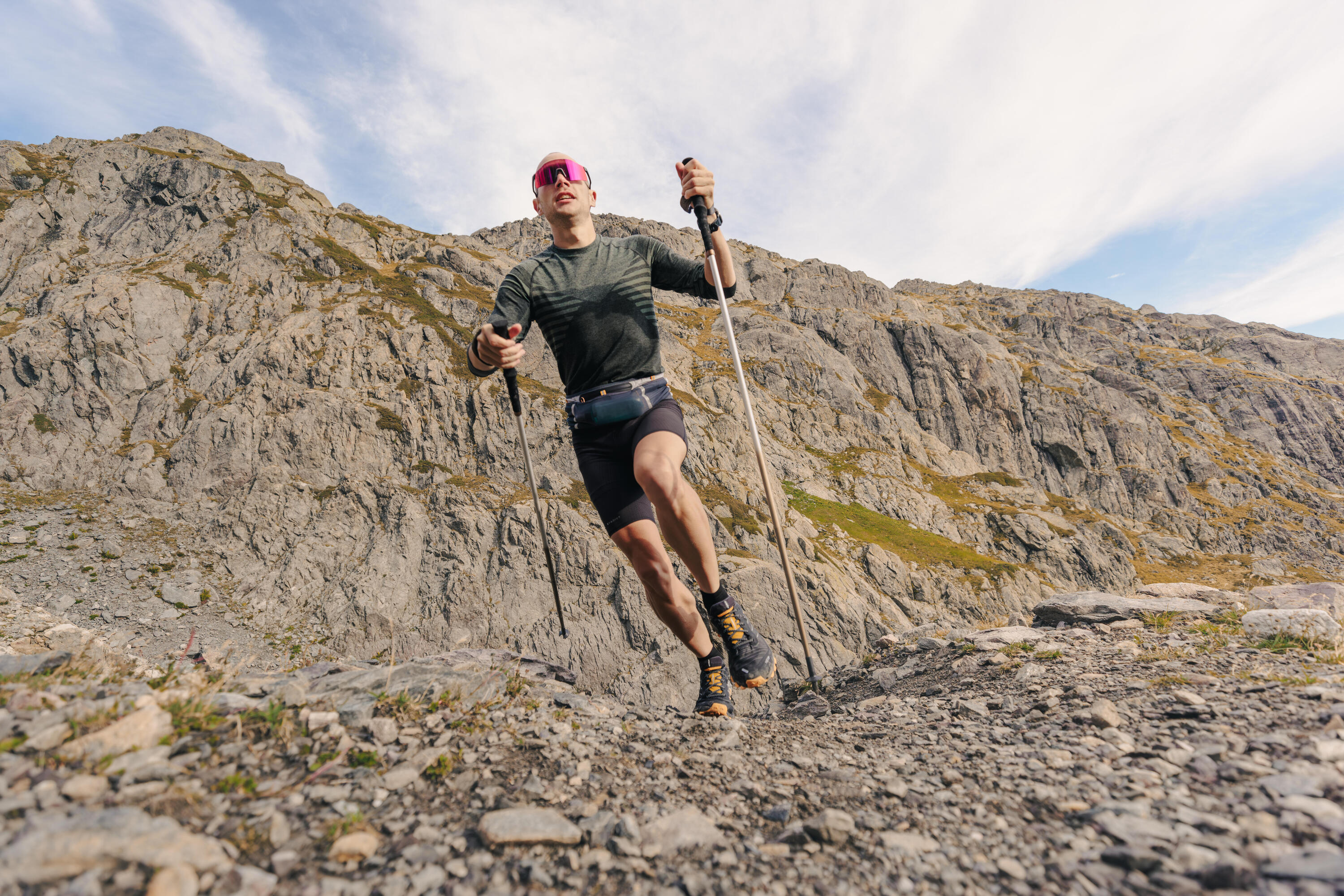 Faltbare Trailrunningstöcke aus Aluminium, 3-teilig - Kiprun 500 13/20