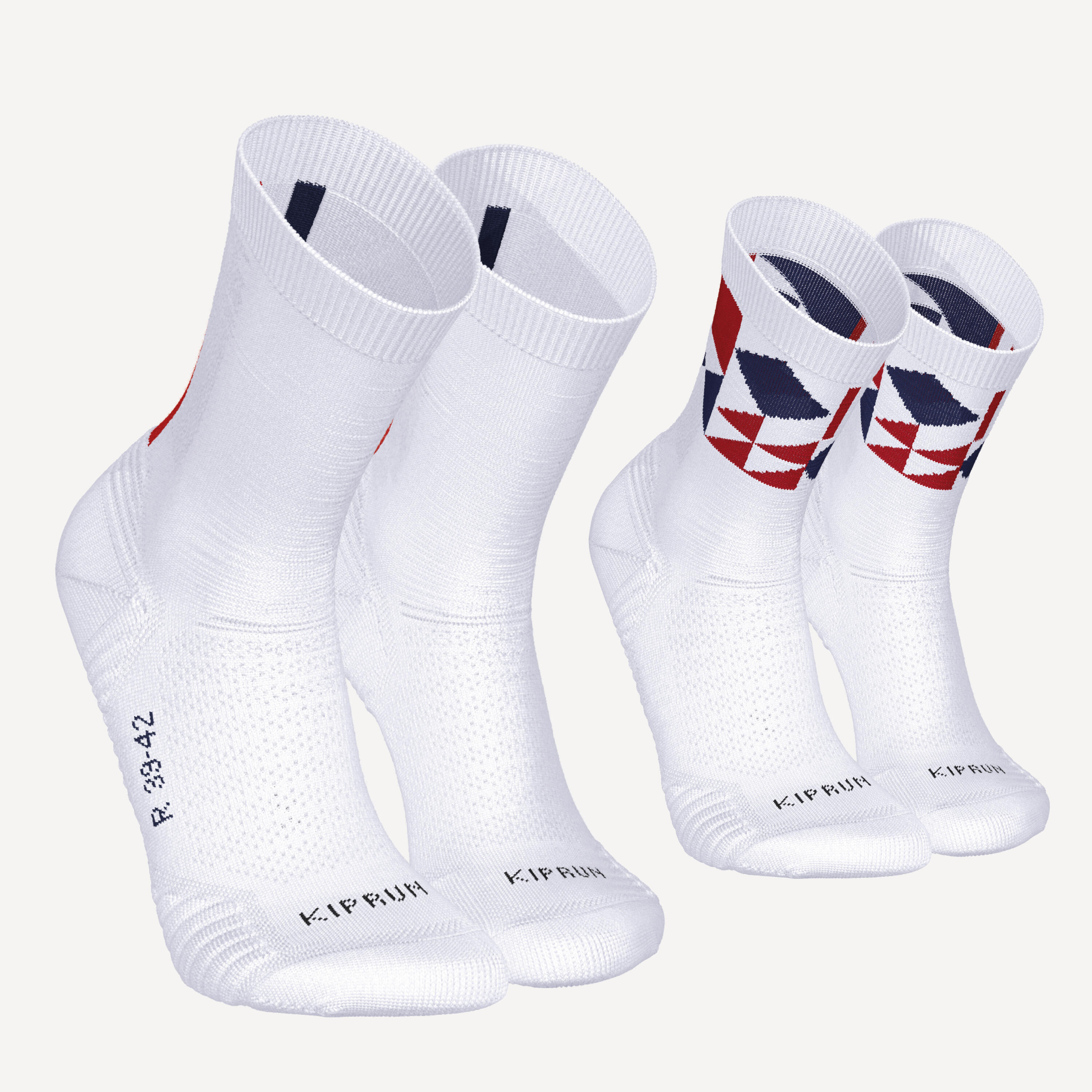 Lot de 2 paires de chaussettes de running run500 epaisses mi-mollet france 2/14
