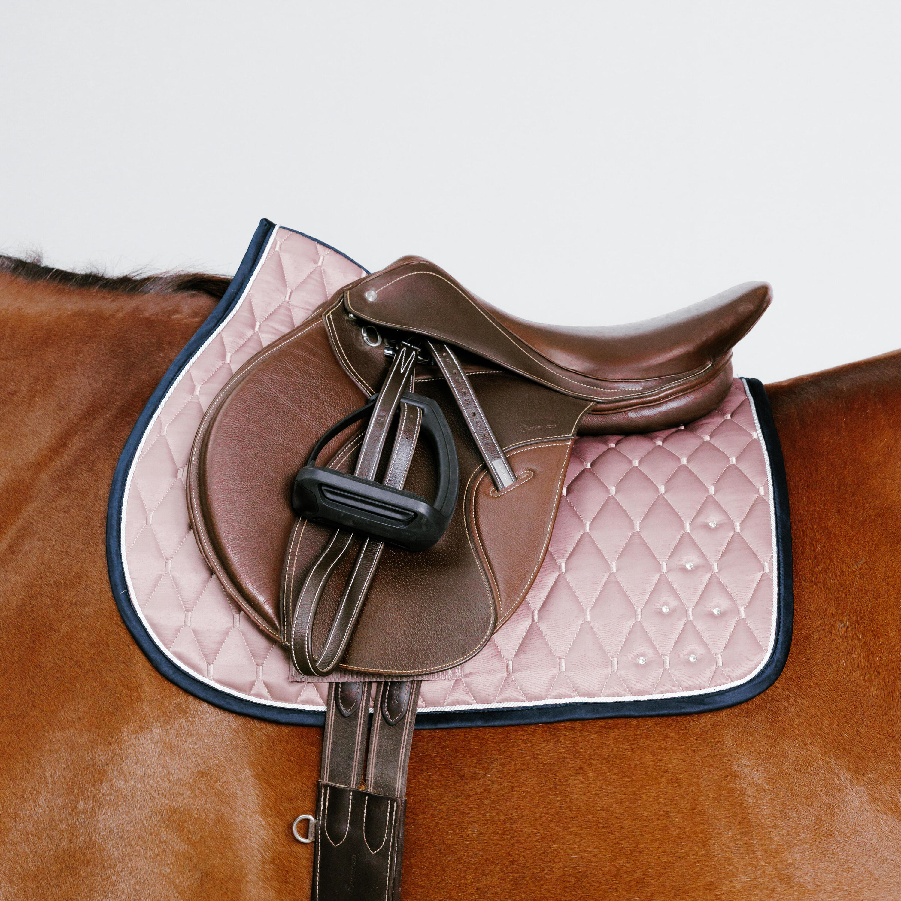 Horse and Pony Riding Saddle Cloth 500 - Rhinestone/Dusty Pink 5/5