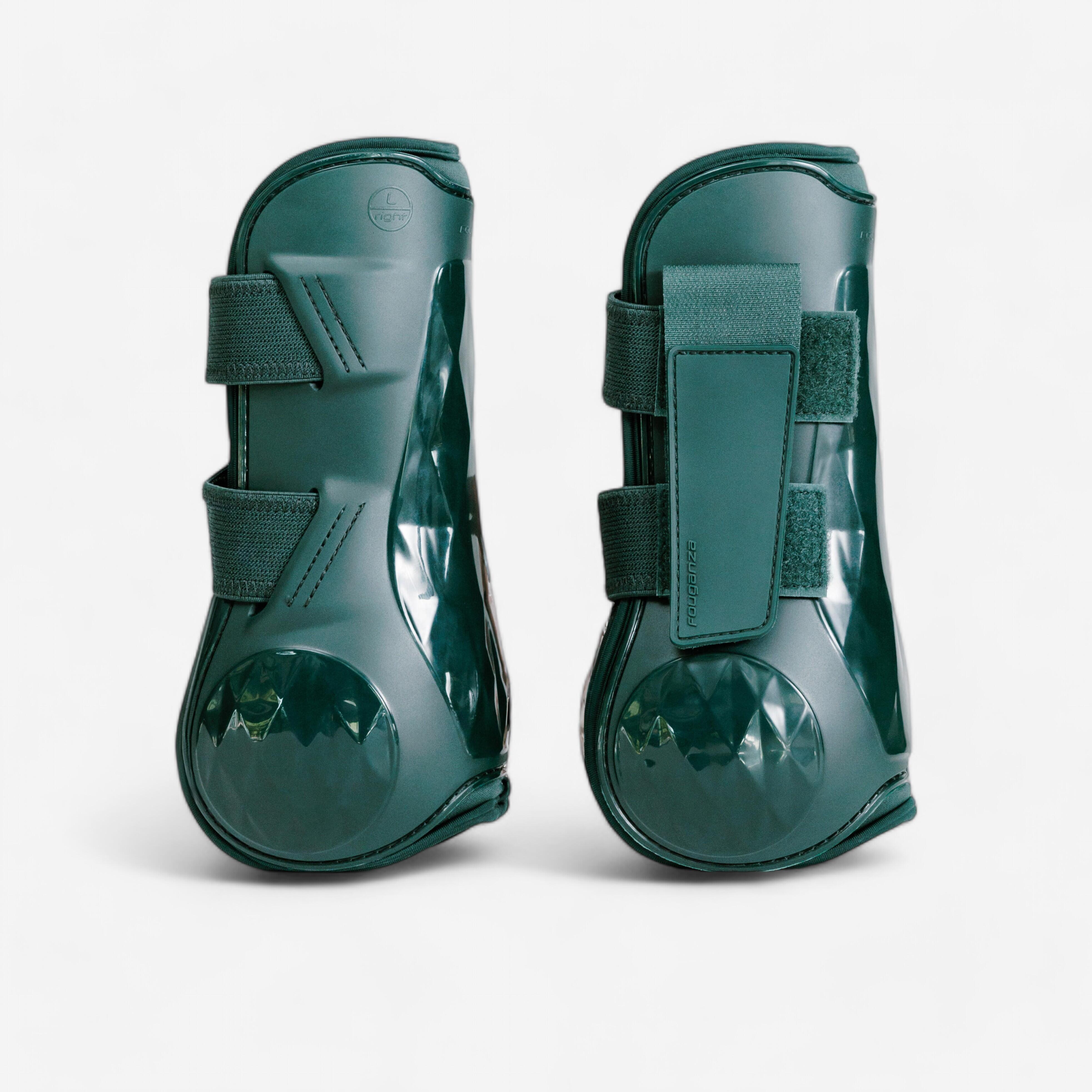 Horse and Pony open leg gaiters - 500 jump GREEN MELEZE