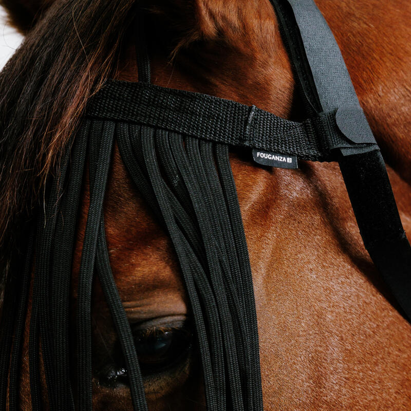 Frontal anti-mouche de pré équitation Cheval et Poney - noir