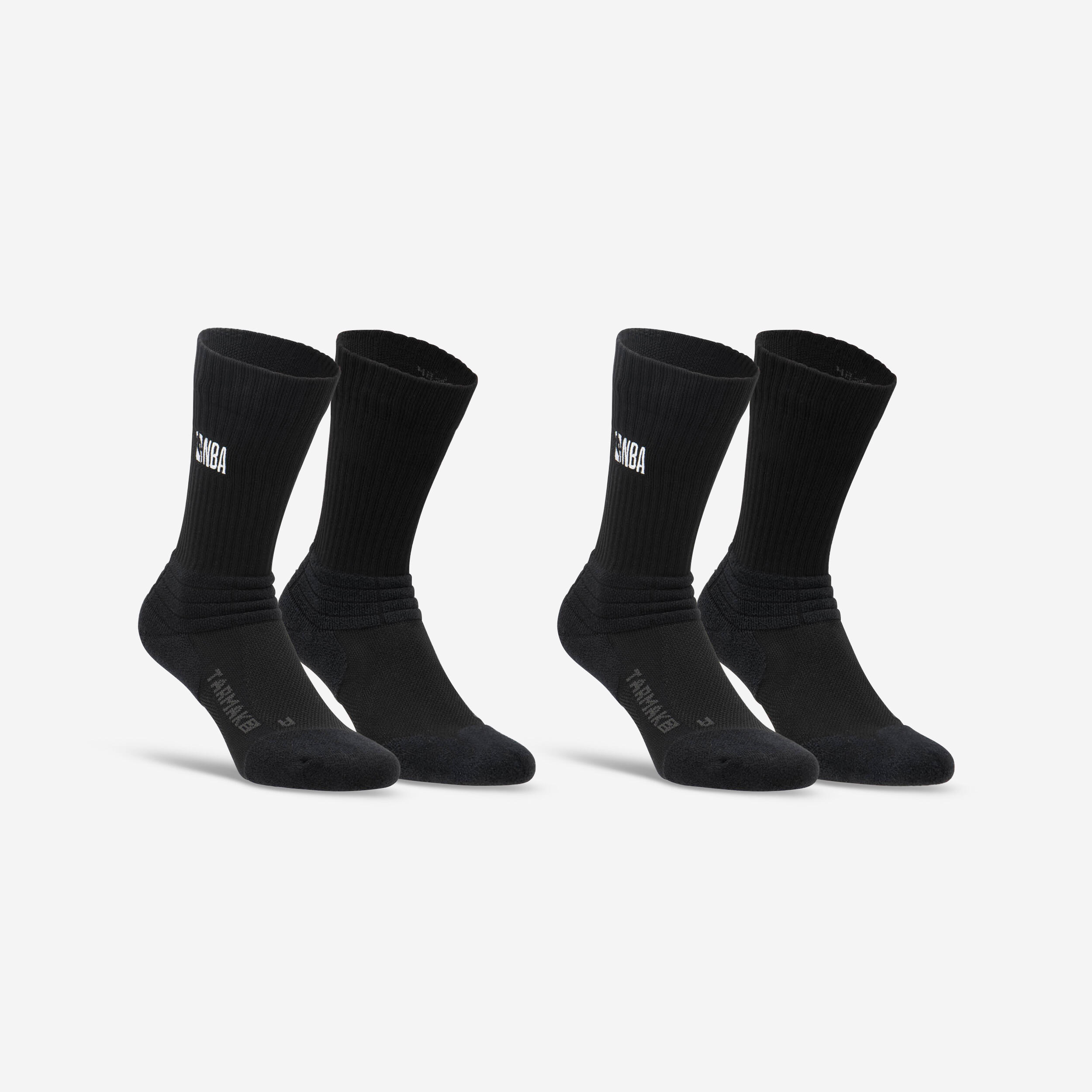 TARMAK Men's/Women's Low-Rise NBA Basketball Socks SO900 Twin-Pack - Black