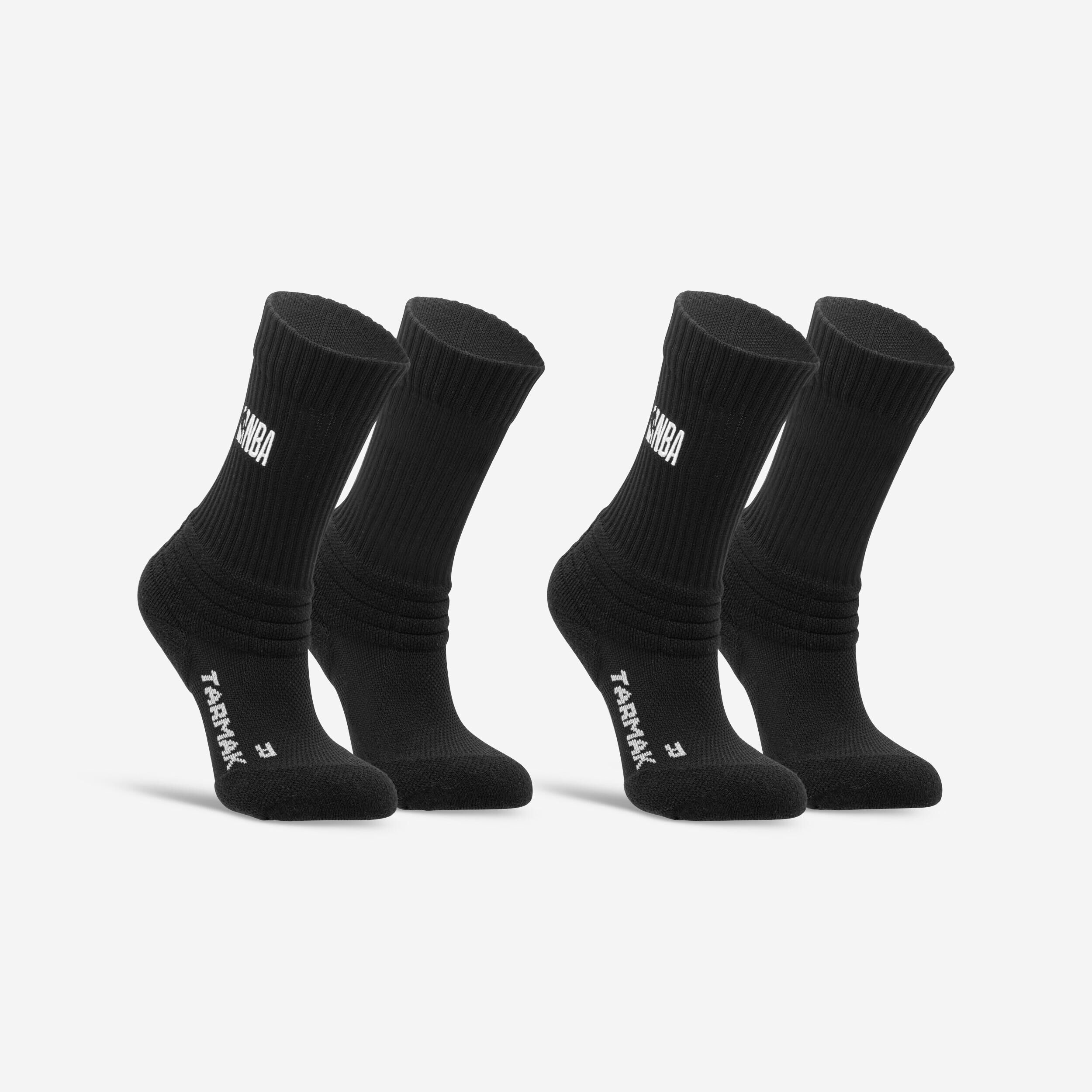 TARMAK Kids' Basketball Socks SO900 NBA 2 Pairs - Black