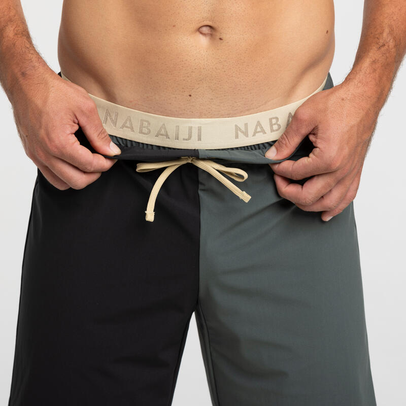 CALÇÕES DE NATAÇÃO COMPRIDOS SWIMSHORT 100 HOMEM PRETO CINZA