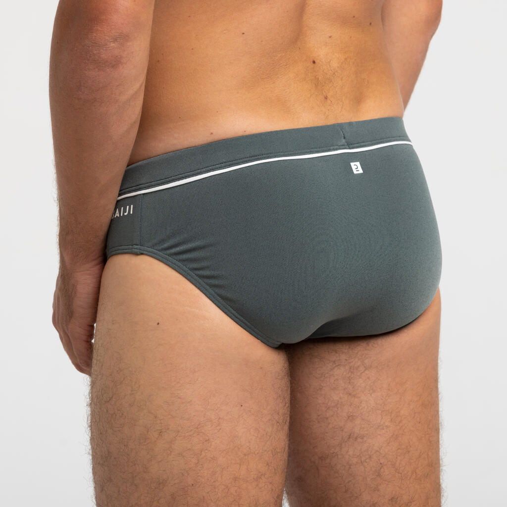 Badehose Slip Herren - 100 Pep khaki/weiss 