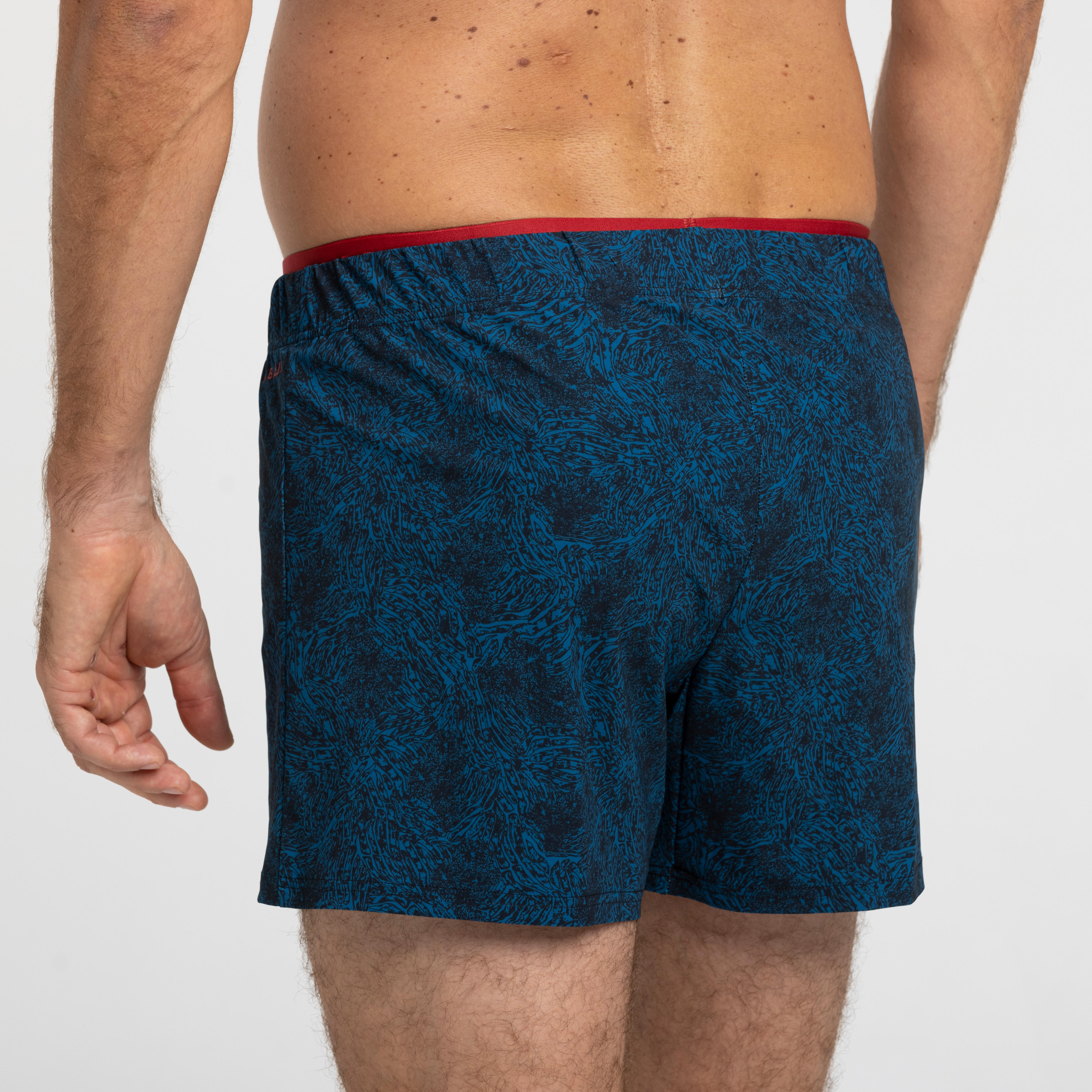 Basic Swim Shorts 100 - Boys - [EN] steel blue, Fluo blood orange - Nabaiji  - Decathlon