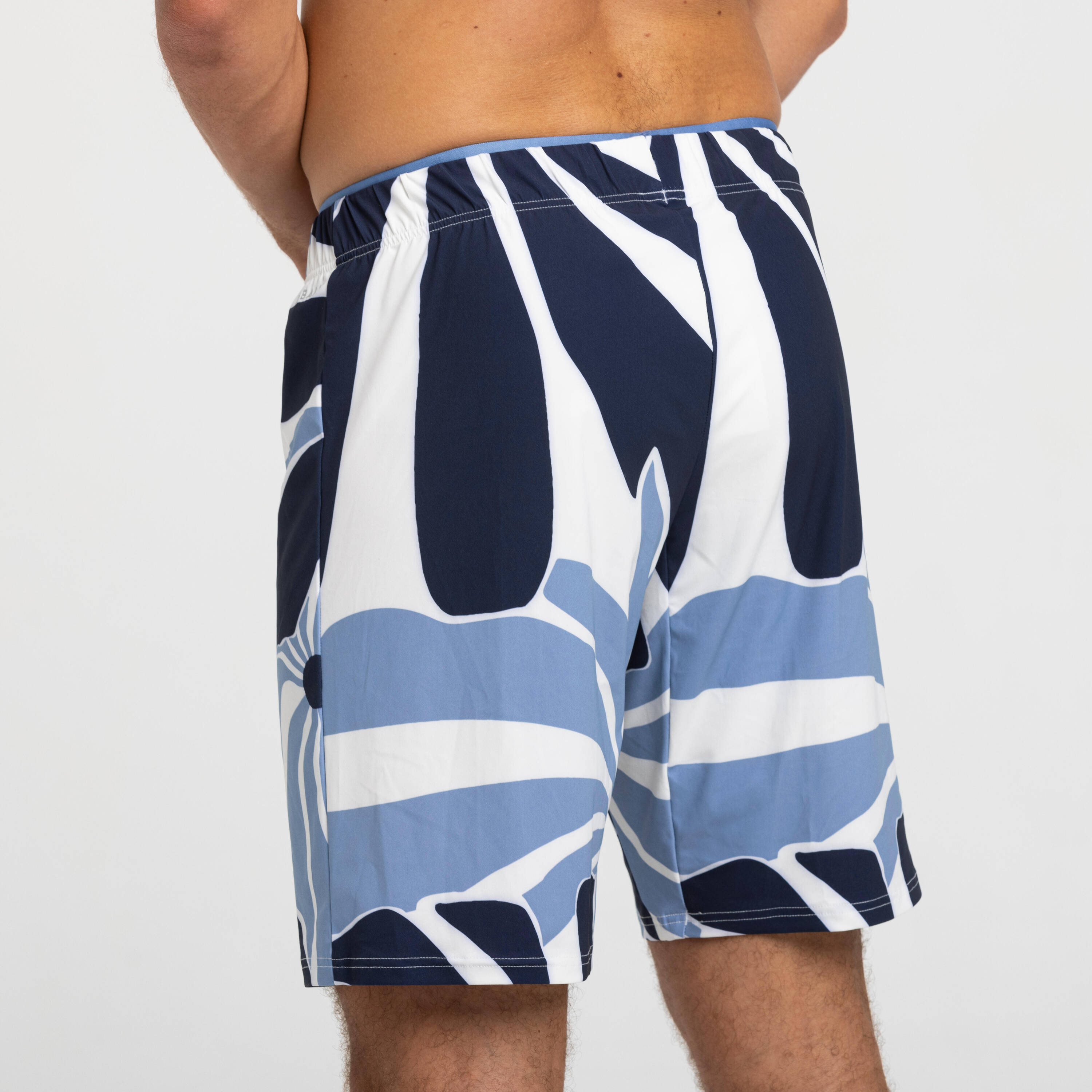 Men's Long Swim Shorts 100 Flo Quick-Dry & Stretchable Blue -  4
