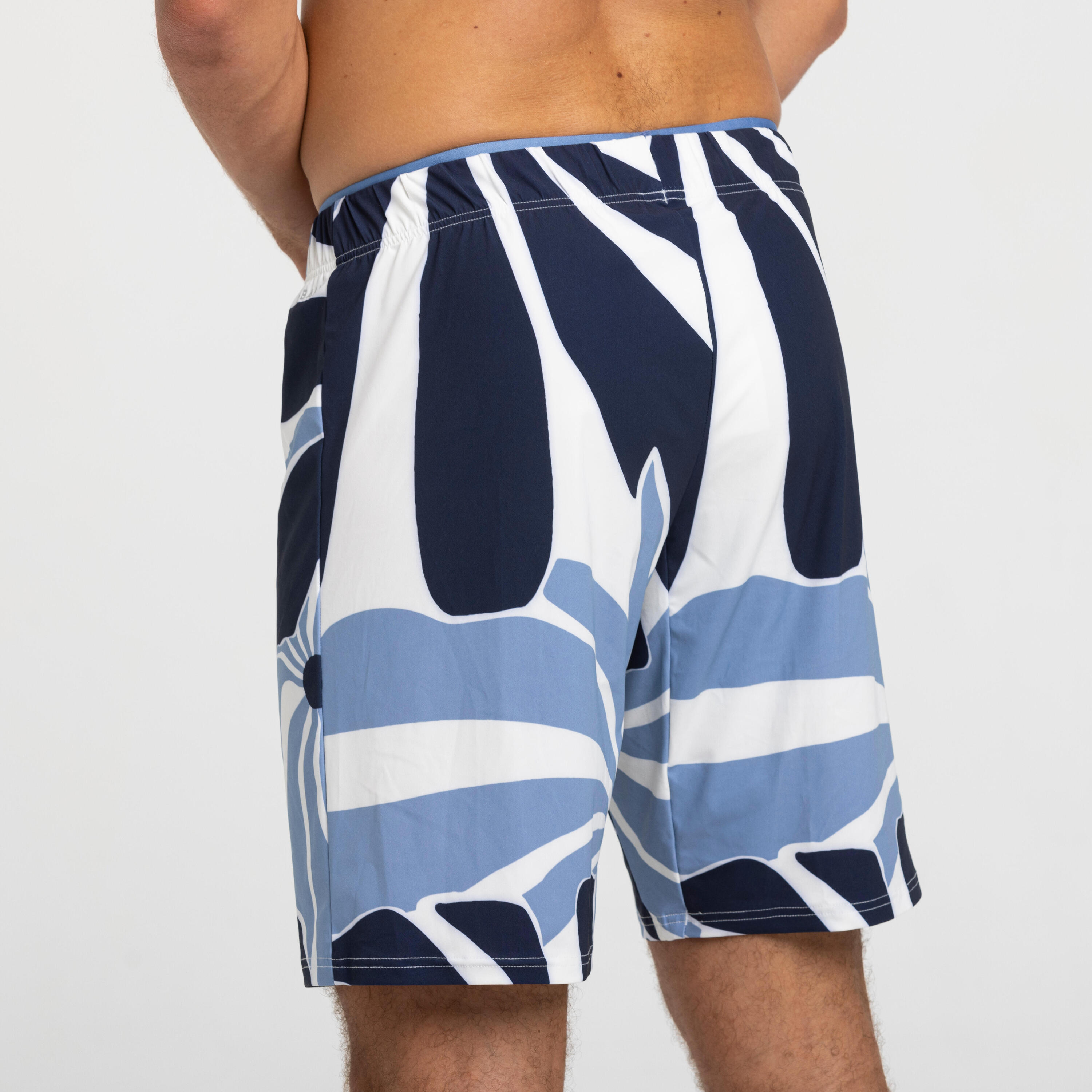 MEN’S LONG SWIM SHORTS 100 FLO BLUE 4/6
