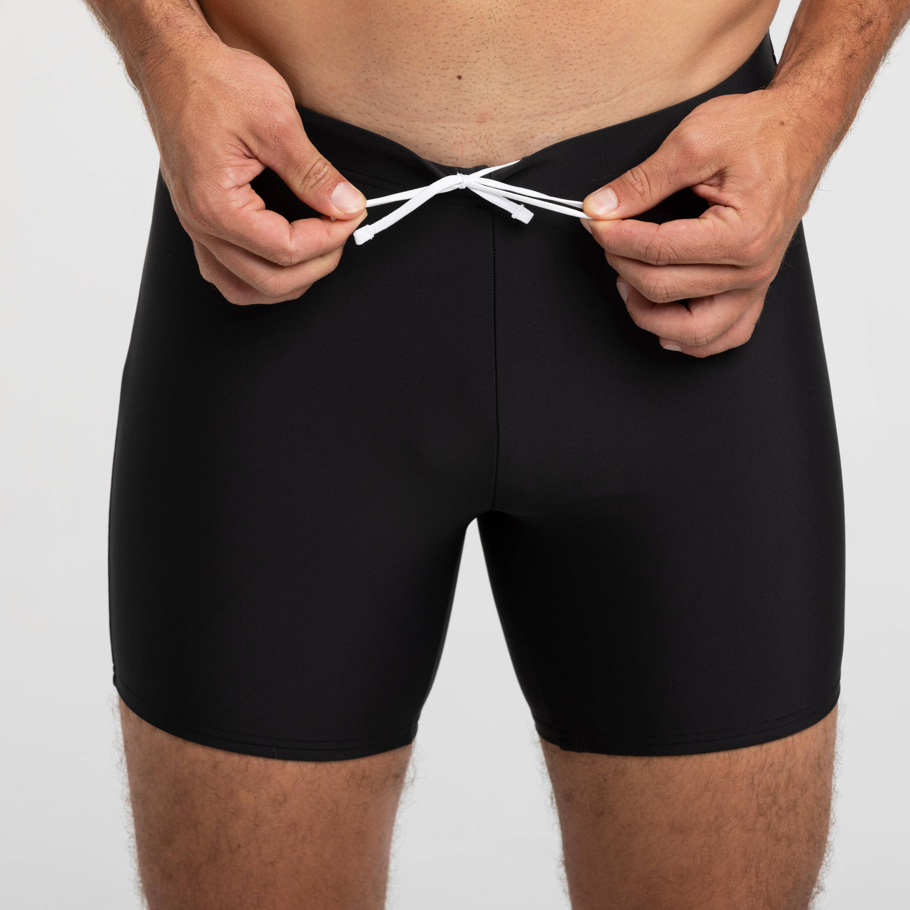 Men's Swimming Long Boxers 100 Secure Fit & Quick-Dry Black -  5