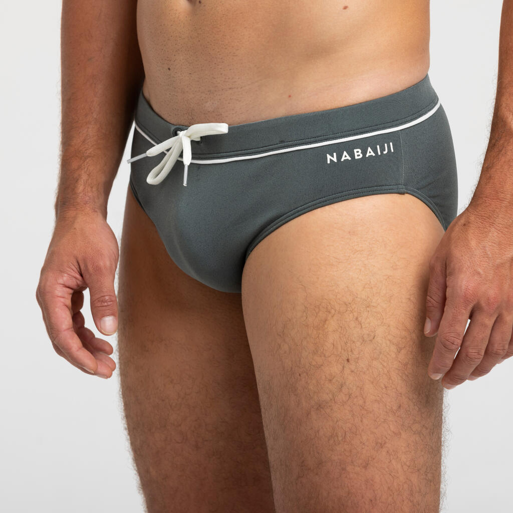 Badehose Slip Herren - 100 Pep khaki/weiss 