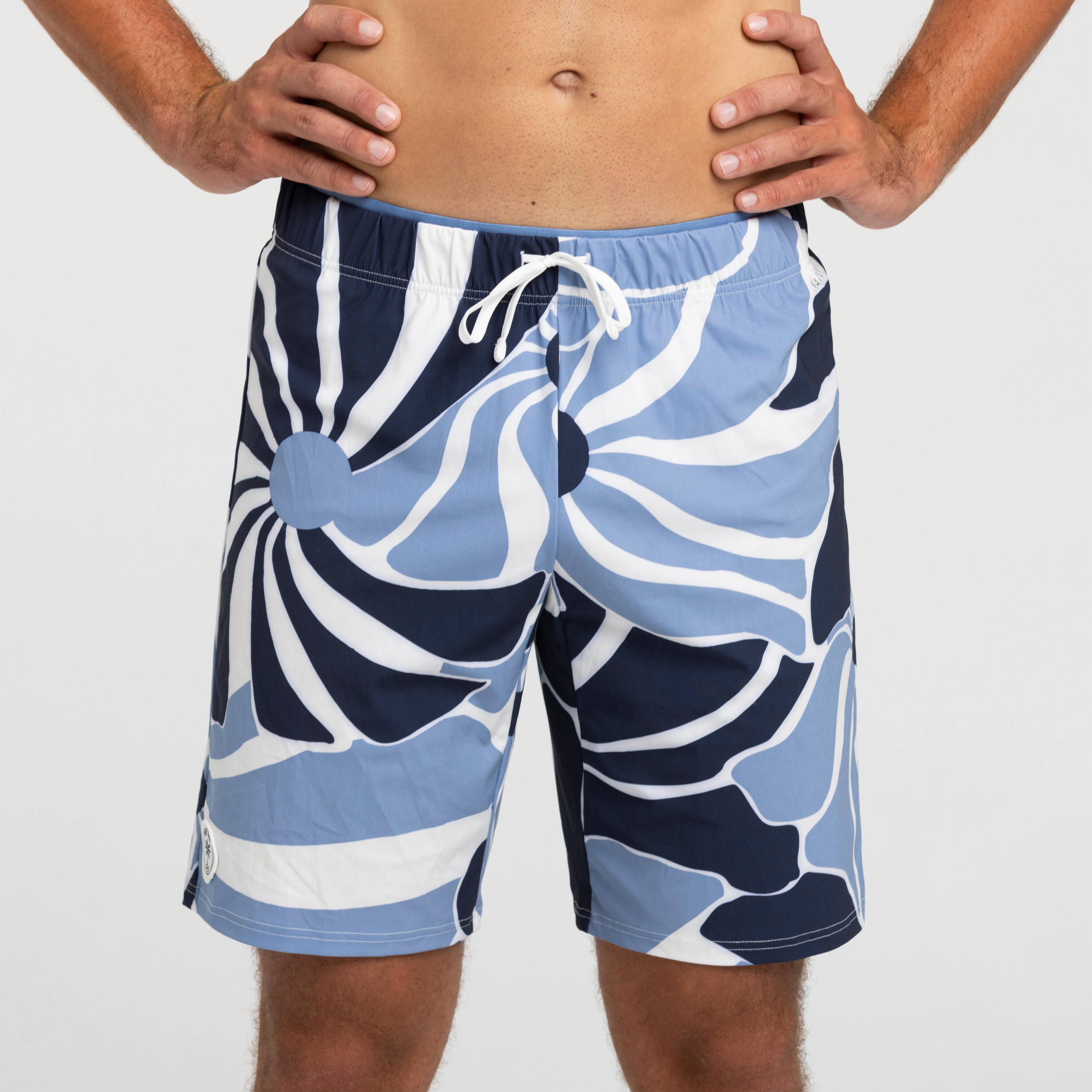 Men's Long Swim Shorts 100 Flo Quick-Dry & Stretchable Blue -  1