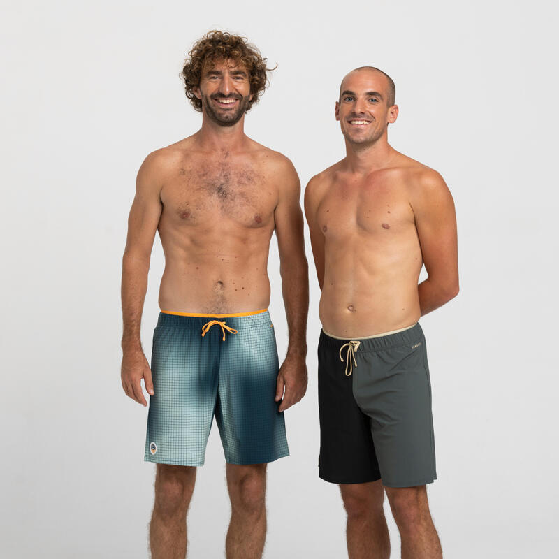 CALÇÕES DE BANHO DE NATAÇÃO COMPRIDOS HOMEM SWIMSHORT 100 LONG KMO CINZA