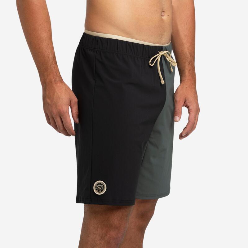 CALÇÕES DE NATAÇÃO COMPRIDOS SWIMSHORT 100 HOMEM PRETO CINZA