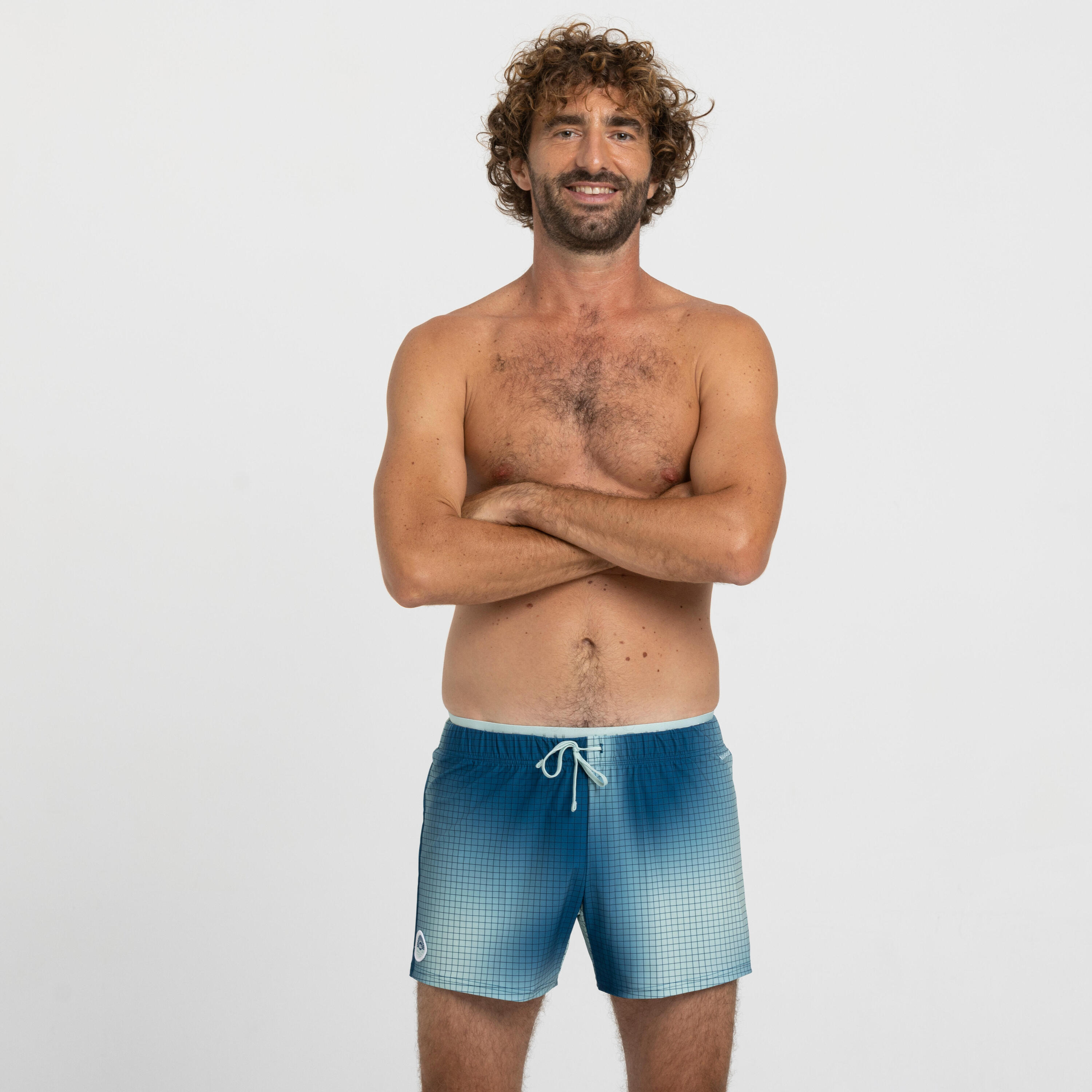 Men’s short swimming shorts 100 camo blue 2/6