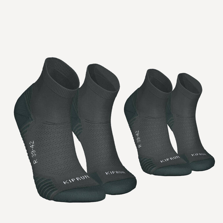 Running Socks Run500 Thick Mid Length - Pack of 2 - Carbon Grey