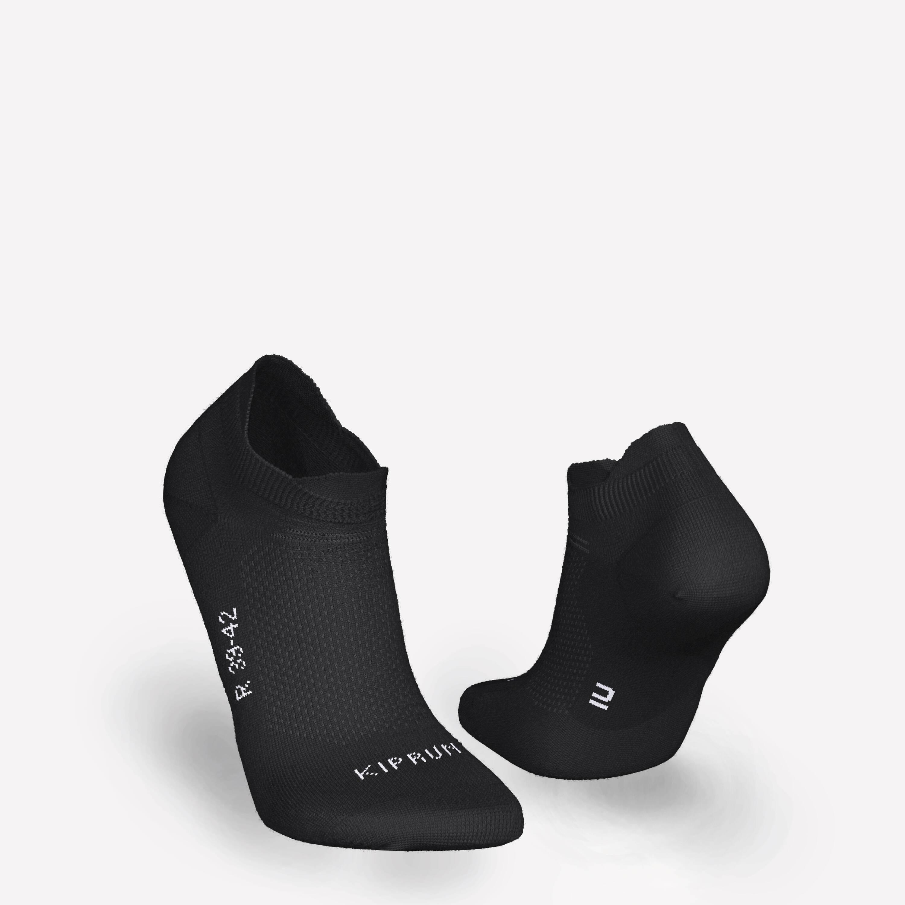 Pack of 2 Running Socks Thin Invisible Run 500 - Smoked Black -  2