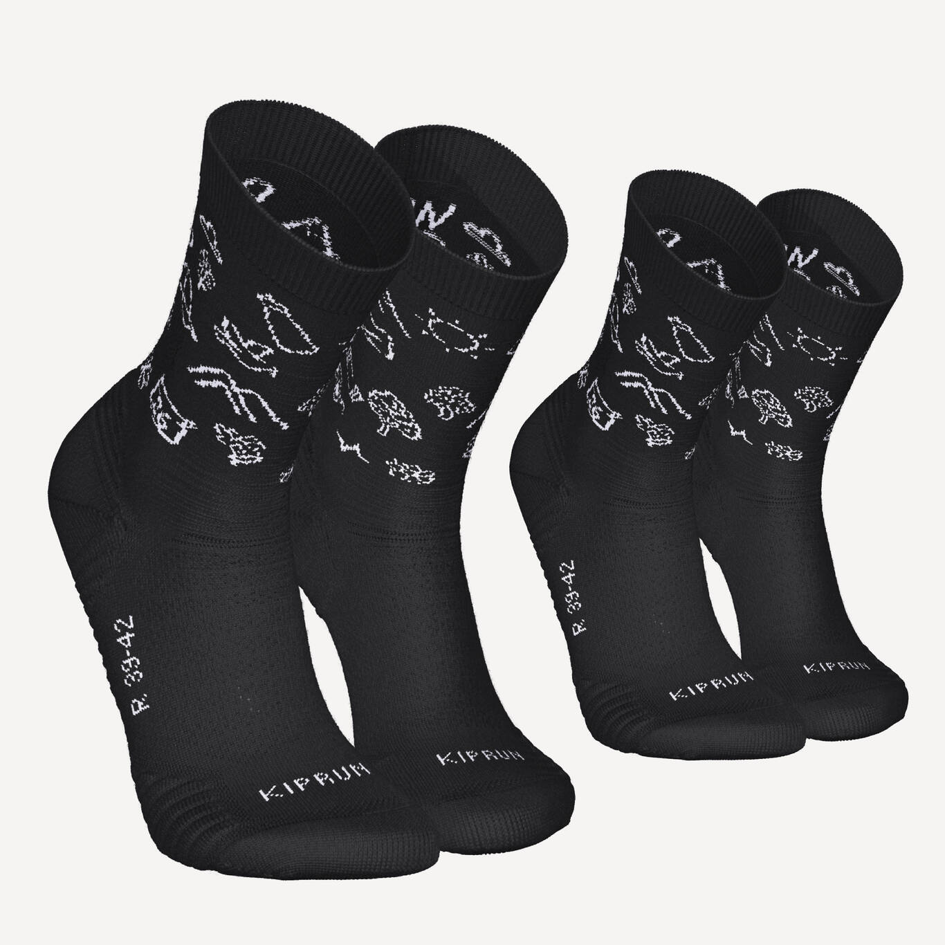 PACK OF 2 PAIRS OF RUN500 THICK MID-CALF RUNNING SOCKS