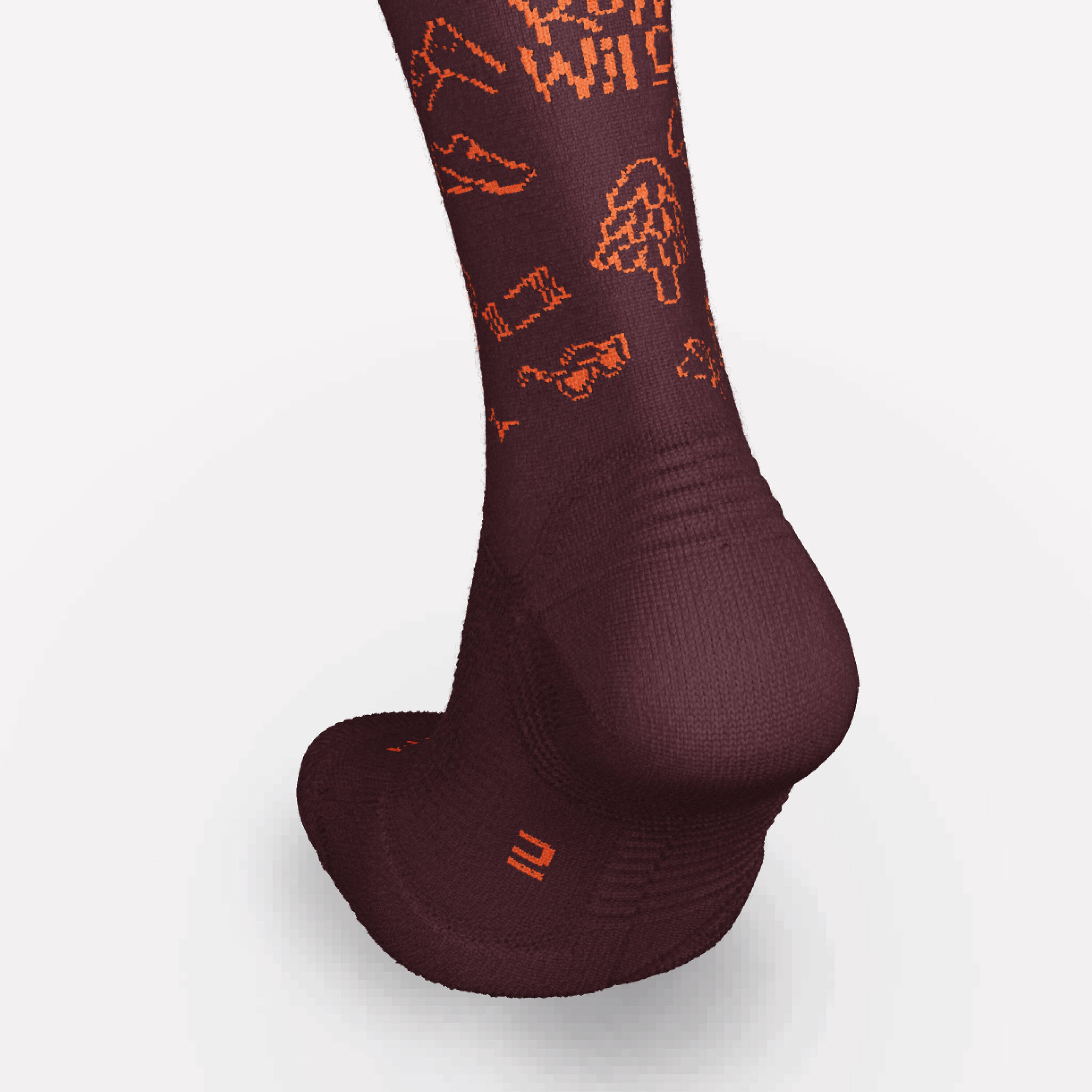 Running socks Run500 Thick and Mid-Calf - Pack of 2 - Burgundy -  5
