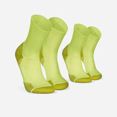 PACK OF 2 PAIRS OF RUN500 THICK MID-CALF RUNNING SOCKS