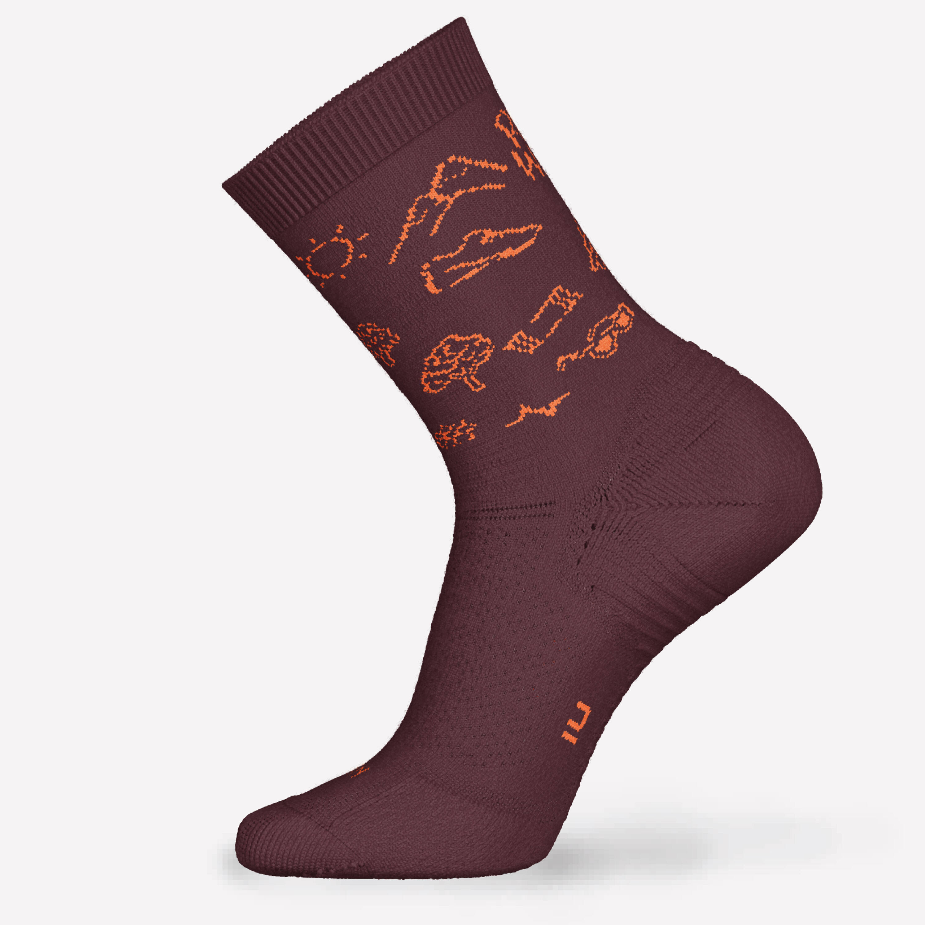 Running socks Run500 Thick and Mid-Calf - Pack of 2 - Burgundy -  4