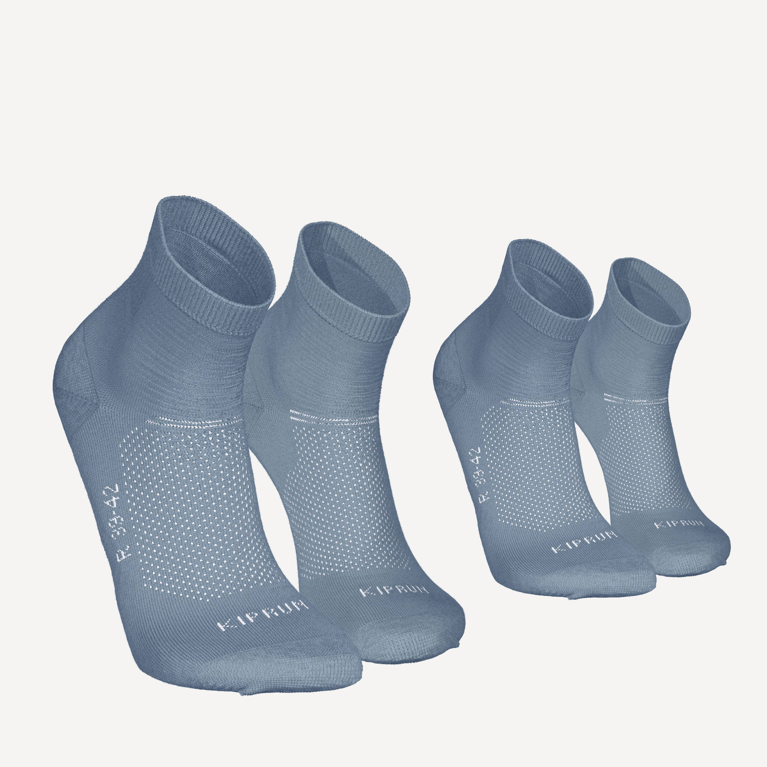 Running Socks Run500 Fine Crew Length - Pack of 2 - Grey