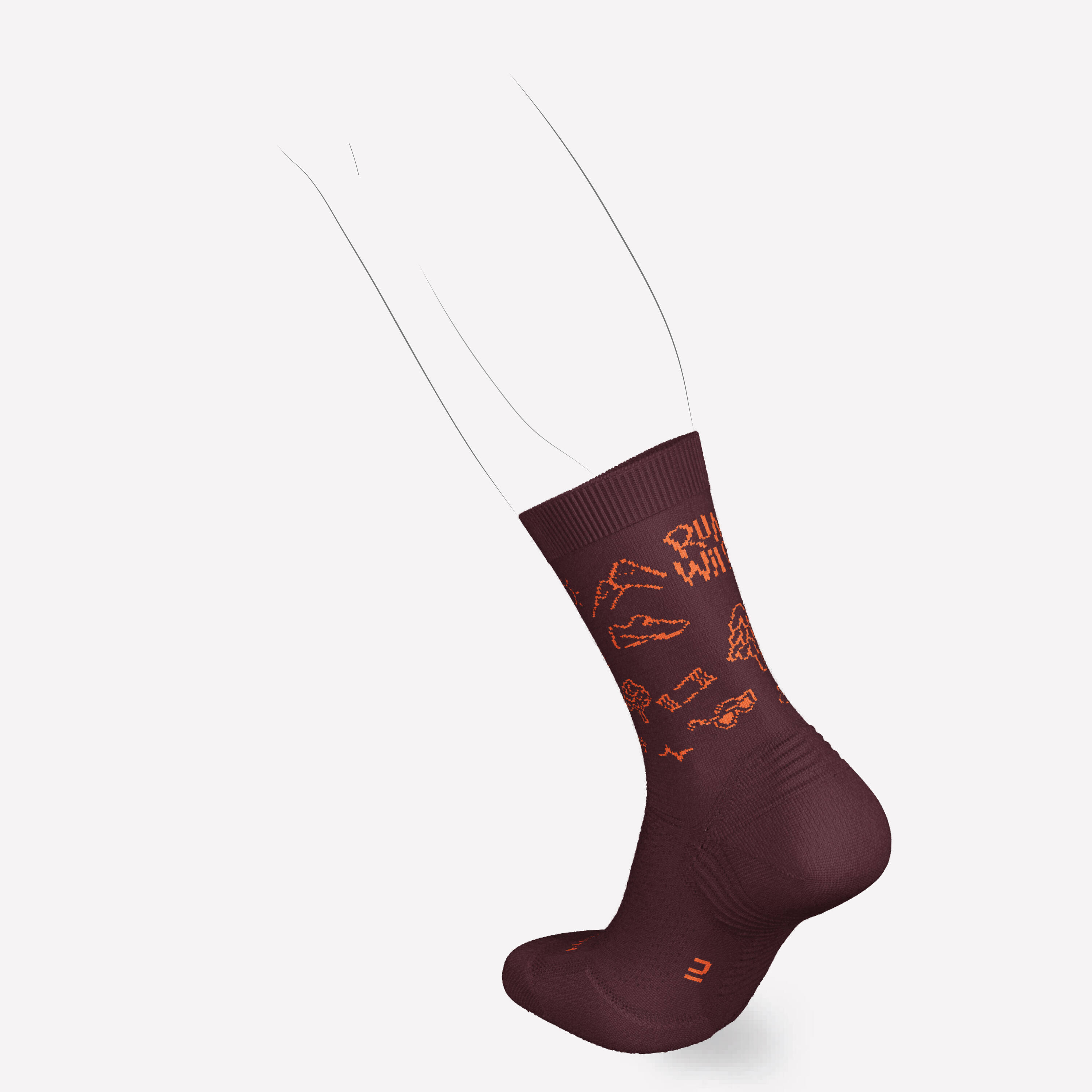 Running socks Run500 Thick and Mid-Calf - Pack of 2 - Burgundy -  3