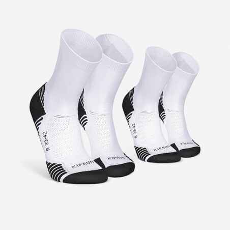 PACK OF 2 PAIRS OF RUN500 THICK MID-CALF RUNNING SOCKS