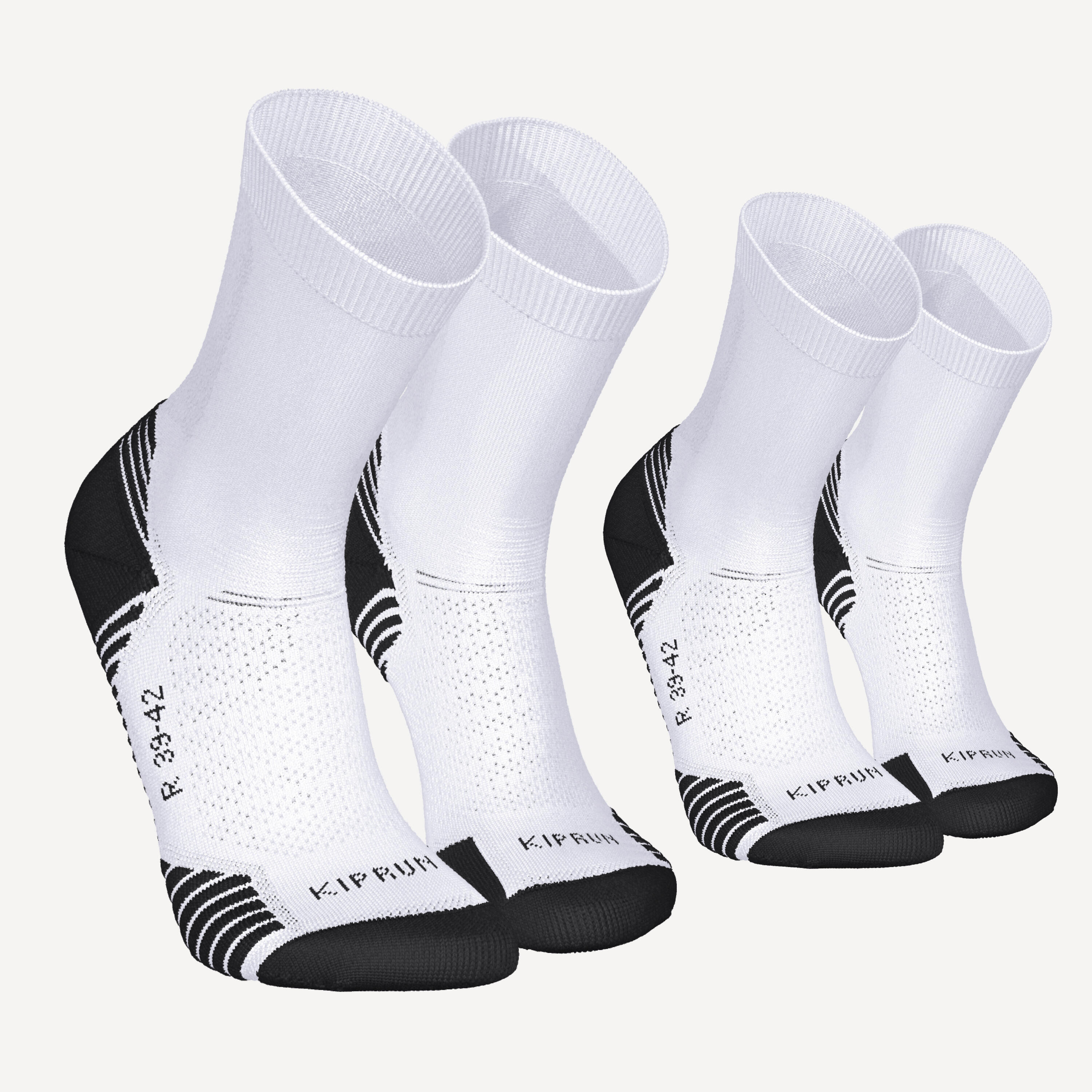 PACK OF 2 PAIRS OF RUN500 THICK MID-CALF RUNNING SOCKS 1/7