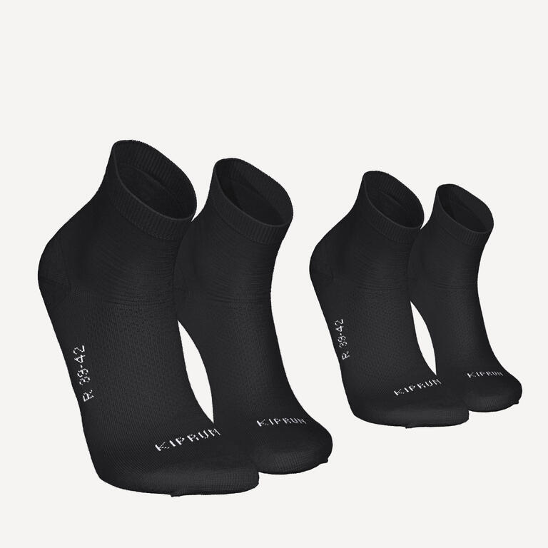 RUNNING MID SOCKS RUN500 2-PACK BLACK - Decathlon