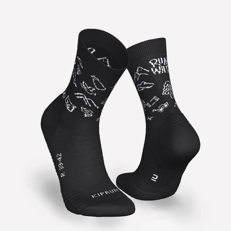 PACK OF 2 PAIRS OF RUN500 THICK MID-CALF RUNNING SOCKS