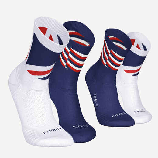 
      Hrubé bežecké ponožky Run500 do polovice lýtka Francúzsko súprava 2 párov
  
