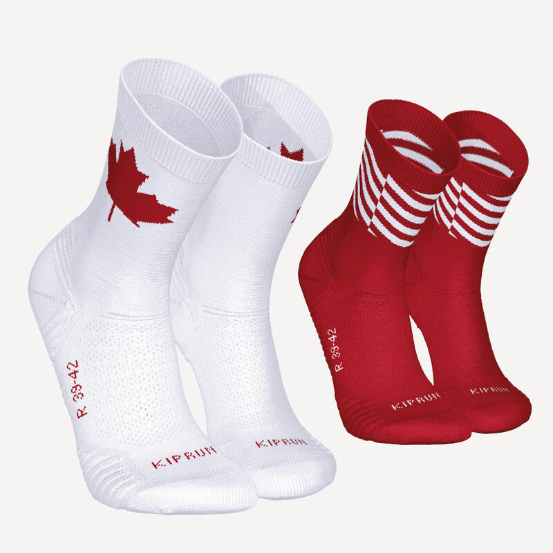 LOT de 2 PAIRES de CHAUSSETTES DE RUNNING RUN500 EPAISSES MI-MOLLET